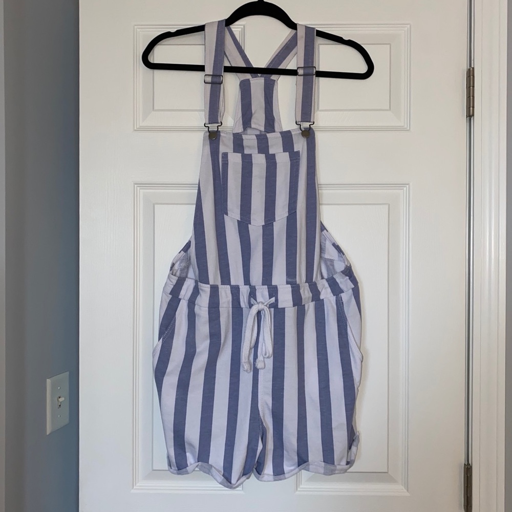Wallflower blue and white overalls medium!